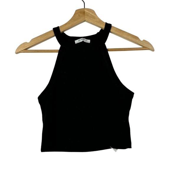 Zara Tops - Zara Black Halter High Neck Cropped Tank Top S